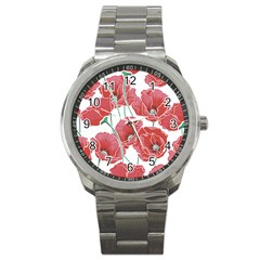 Red Poppy Flowers Sport Metal Watch by goljakoff