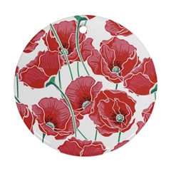 Red Poppy Flowers Round Ornament (two Sides) by goljakoff