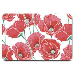 Red Poppy Flowers Large Doormat  by goljakoff