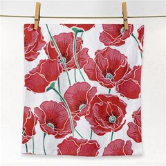 Red Poppy Flowers Face Towel by goljakoff