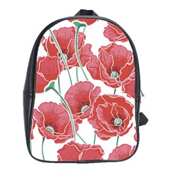 Red Poppy Flowers School Bag (large) by goljakoff