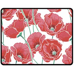 Red Poppy Flowers Fleece Blanket (medium)  by goljakoff