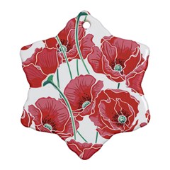 Red Poppy Flowers Snowflake Ornament (two Sides) by goljakoff