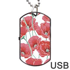 Red Poppy Flowers Dog Tag Usb Flash (one Side) by goljakoff