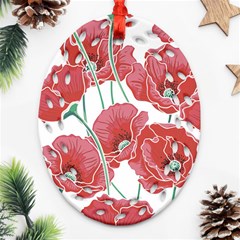 Red Poppy Flowers Ornament (oval Filigree) by goljakoff