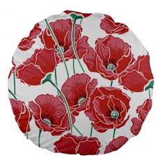 Red Poppy Flowers Large 18  Premium Flano Round Cushions by goljakoff