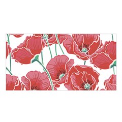 Red Poppy Flowers Satin Shawl by goljakoff