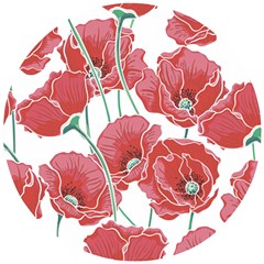 Red Poppy Flowers Wooden Puzzle Round by goljakoff