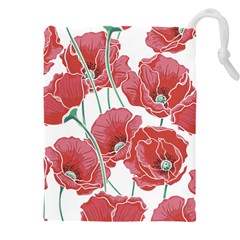 Red Poppy Flowers Drawstring Pouch (5xl) by goljakoff