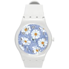 Chamomile Flowers Round Plastic Sport Watch (m) by goljakoff