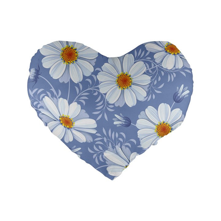 Chamomile flowers Standard 16  Premium Heart Shape Cushions