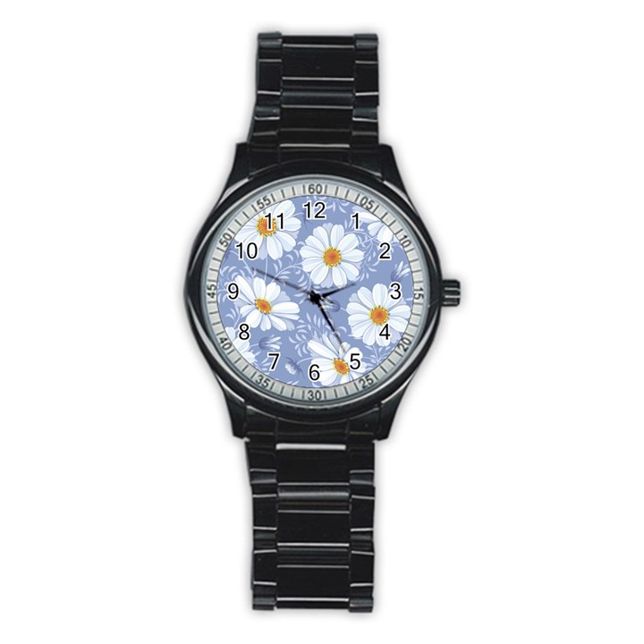 Chamomile flowers Stainless Steel Round Watch