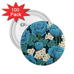 Blue Flowers 2 25  Buttons (100 Pack)  by goljakoff