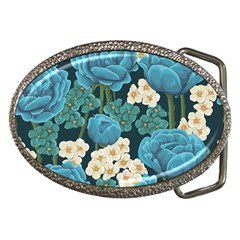 Blue flowers Belt Buckles