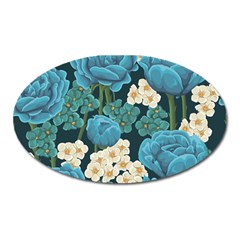 Blue flowers Oval Magnet