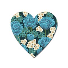 Blue flowers Heart Magnet