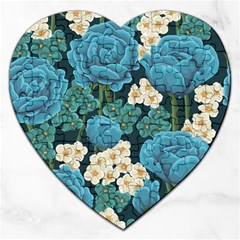 Blue Flowers Jigsaw Puzzle (heart) by goljakoff