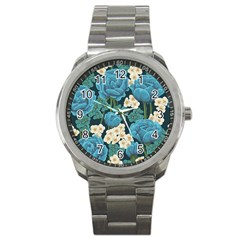 Blue flowers Sport Metal Watch