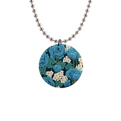 Blue Flowers 1  Button Necklace by goljakoff