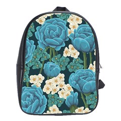 Blue flowers School Bag (Large)