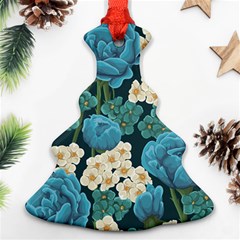 Blue flowers Christmas Tree Ornament (Two Sides)