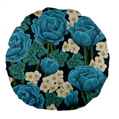 Blue flowers Large 18  Premium Round Cushions