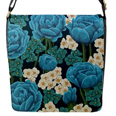 Blue Flowers Flap Closure Messenger Bag (s) by goljakoff