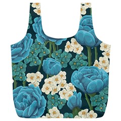 Blue flowers Full Print Recycle Bag (XL)