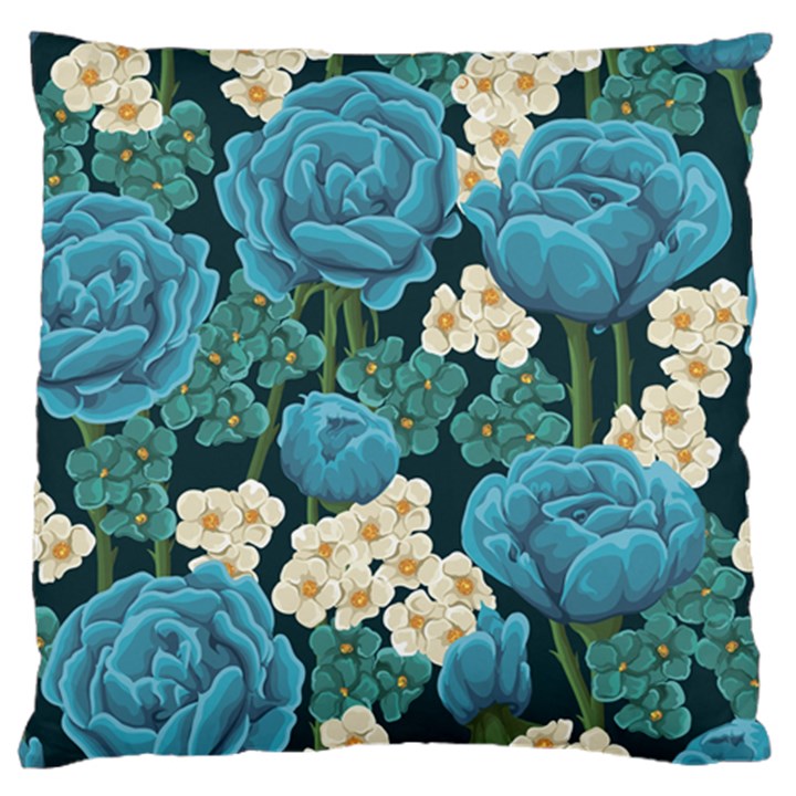 Blue flowers Standard Flano Cushion Case (One Side)