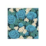 Blue flowers Satin Bandana Scarf Front