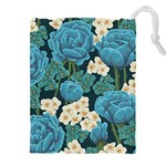 Blue flowers Drawstring Pouch (4XL) Front