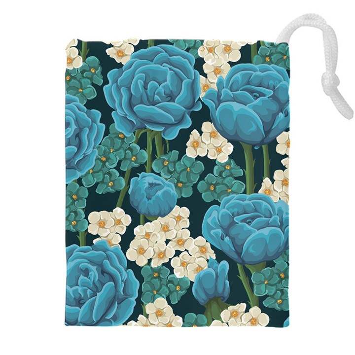 Blue flowers Drawstring Pouch (4XL)