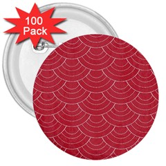 Red Sashiko Ornament 3  Buttons (100 Pack)  by goljakoff