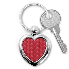 Red Sashiko Ornament Key Chain (heart) by goljakoff