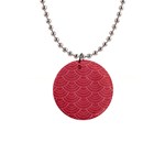 Red sashiko ornament 1  Button Necklace Front