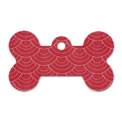 Red Sashiko Ornament Dog Tag Bone (one Side) by goljakoff