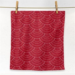 Red Sashiko Ornament Face Towel by goljakoff