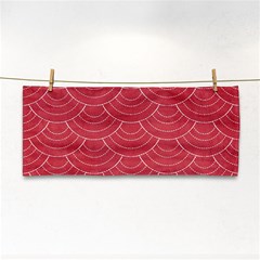 Red Sashiko Ornament Hand Towel by goljakoff