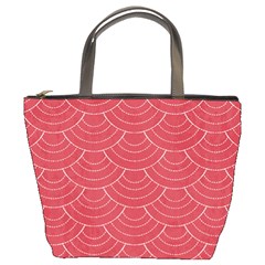 Red Sashiko Ornament Bucket Bag by goljakoff