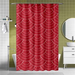 Red Sashiko Ornament Shower Curtain 48  X 72  (small)  by goljakoff