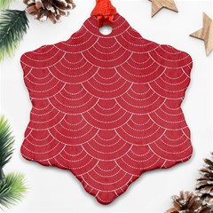 Red Sashiko Ornament Snowflake Ornament (two Sides) by goljakoff