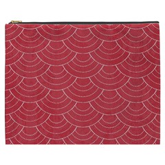 Red Sashiko Ornament Cosmetic Bag (xxxl) by goljakoff