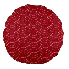 Red Sashiko Ornament Large 18  Premium Round Cushions by goljakoff