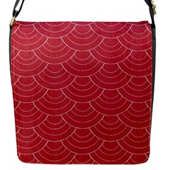 Red Sashiko Ornament Flap Closure Messenger Bag (s) by goljakoff