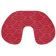 Red Sashiko Ornament Travel Neck Pillow by goljakoff