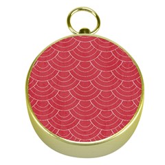 Red Sashiko Ornament Gold Compasses by goljakoff