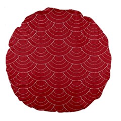 Red Sashiko Ornament Large 18  Premium Flano Round Cushions by goljakoff