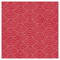 Red Sashiko Ornament Long Sheer Chiffon Scarf  by goljakoff