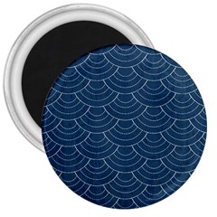 Blue Sashiko Plaid 3  Magnets by goljakoff