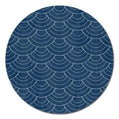 Blue Sashiko Plaid Magnet 5  (round) by goljakoff